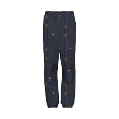 By Lindgren - Sigrid thermo pants - Midnight Ink w. Gold Flower AOP